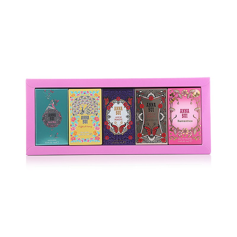 Anna Sui Miniature Set 4ml Secret Wish EDT + 4ml Flight of Fancy EDT + 4ml La Vie De Boheme EDT + 4ml La Nuit De Boheme EDP + 4ml Romantica EDT - PerfumezDirect®